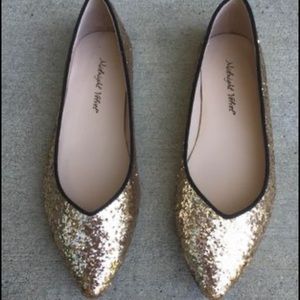 Midnight Velvet Gold Black Glitter Flat Flats Summer Shoes